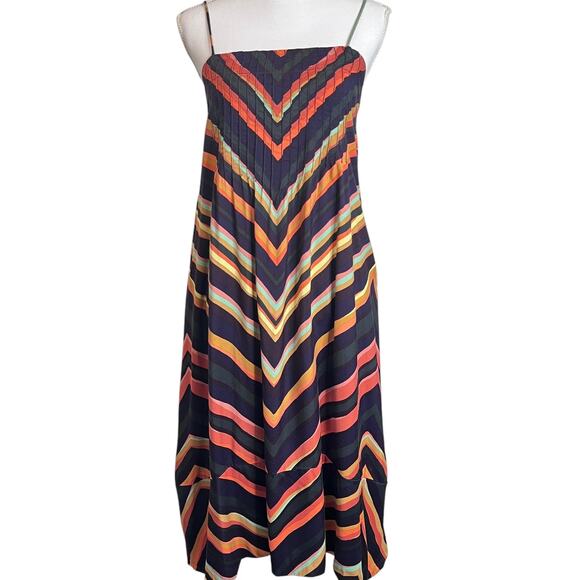 Anthropologie Runi Striped  Slip Dress ChevronMidi Crisscross Back Flowy Boho XS - Picture 3 of 13